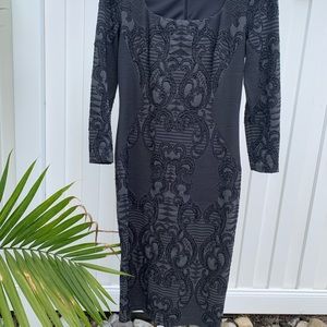 Cache Bodycon Dress Grey and Black
